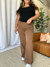 RFM Women's High Rise Wide Leg Jeans - Garment Dyed, Raw Hem & Pocketed